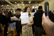 Bound for a preliminary year at Presbyterian Hospital in Dallas, Stephanie Florez-Pollack (center), celebrates after opening her letter. She matched in Dermatology at the Hospital of the University of Pennsylvania.