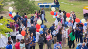 Big crowds gather for the fun celebration.