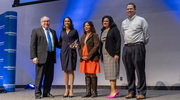 Dr. Jain accepted the Program Development Award on behalf of her team and thanked Drs. Meghana Sathe and Preeti Sharma, co-Directors of the Pediatric CF program, and Dr. David Finklea, Associate Director of the adult program (pictured).