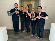 "We feel so honored to get the opportunity to work with such a great team of people who have dedicated their lives in the service of others," said Kady Le. From left: Robert Burke, Manda Patel, Kady Le, Sam Quintus, and Phu Ho - Radiation Oncology