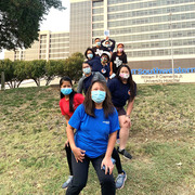 That’s the spirit! Melissa Cunanan and team lined up outside William P. Clements Jr. University Hospital for Heart Walk 2021.