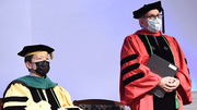 W. P. Andrew Lee, M.D., Executive Vice President for Academic Affairs, Provost, and Dean of UT Southwestern Medical School (left), and Daniel K. Podolsky, M.D., President of UT Southwestern
