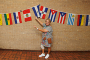 Monica Lara, a Senior Administrative Associate in Ophthalmology, shows off all the flags from the countries that represent the Hispanic-Latino cultures.
