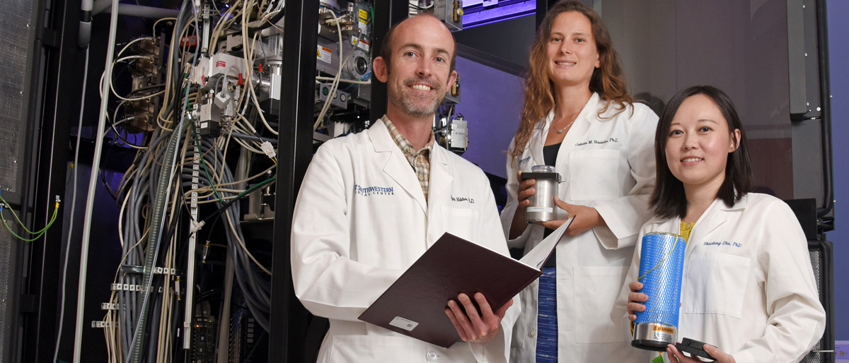 From left: Drs. Ryan Hibbs, Colleen Noviello, and Shaotong Zhu