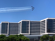 On May 6, the U.S. Navy Blue Angels flew over Clements University Hospital. The team took flight over various spots in Dallas-Fort Worth to salute health care and essential workers amid the COVID-19 pandemic.