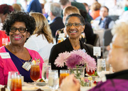 45-year service honorees Gwen Griffin, left, and Bernadine “Bernie” Wafford share a smile.