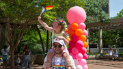 Brunch: At the brunch, UTSW employee Matthew Tullar-Phaneuf and his daughter Luna display their colorful pride.