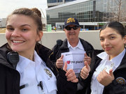 Carrie Pickert, Harold Been, and Anaid Vejar, Police Department: “This is our favorite place because of all of the great people we get to interact with, as well as the amazing and beautiful fountains outside and the modern and unique design of the hospital itself.”