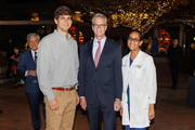 Dr. Collins (center) with second-year UTSW medical student Anthony Dragun and Dr. Toral Patel.