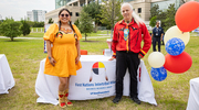 Chamisa Piechowski-Begay (left) and Roland Brunette (right) staffed the First Nations Intertribal Alliance BRG table.