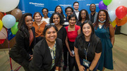 Pride Signature Event: Posing for a group photo are staff members from the Office of Institutional Equity & Access and their Diversity & Inclusion student interns, who were instrumental in making this event a success.