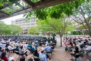Students were allowed two guests each at the first graduation ceremony held since the COVID-19 pandemic forced cancellation of in-person campus events last year.