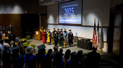 The Peter O’Donnell Jr. School of Public Health (OSPH) celebrated a significant milestone on May 14 with its first-ever commencement ceremony, honoring graduates from its Master of Public Health, Master of Science in Clinical Investigation, and Ph.D. in Public Health programs. Above, the commencement ceremony in UT Southwestern’s NB2.EEF Auditorium opened with the playing of the national anthem.
