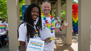 Brunch: UTSW employees Corey Matthews (left) and Jerimy Gilley display their pride at the brunch.