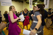 Kylie Cullinan and Hannah Viroslav have fun doing a celebratory dance.