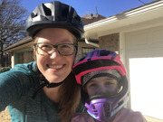 Dr. Jaclyn Albin, Assistant Professor of Pediatrics and Internal Medicine, and her daughter pose for a selfie just before a weekend bike ride. 