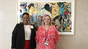 Victoria Doby (left), Clinic Practice Manager for RedBird, pauses for a photo with Alisha Orton, Director of Ambulatory Operations for UT Southwestern, on RedBird’s opening day, Aug. 29.