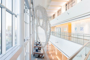 Danielle Roney’s Myriad is the signature piece of art in the new tower of William P. Clements Jr. University Hospital. Like Optical Cloud by Spencer Finch, which hangs in the original atrium of Clements University Hospital, Myriad reimagines nature by using abstract form and modern materials.