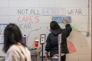 Students also made their mark(s) inside the staff garage at Zale Lipshy Pavilion.