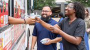 Here is just one of the many joyful moments captured during UT Southwestern’s Employee Recognition Week. The Employee Advisory Council (EAC) made stops around the main campus and regional centers June 12-16, offering swag and prompting smiles. Above, the EAC also sponsored food trucks, featuring breakfast, lunch, and sweet treats such as ice cream and snow cones.