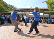 Tom Donohue and Angela Brodrick-Donohue cut a rug on McDermott Plaza.