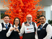 Hector Yepiz, Coral Chacon, Chuck Sever, and Ricardo Rayas, Guest and Patient Services: “Our favorite place is the Chihuly sculpture in the first floor lobby of the Seay Biomedical Building. It is a work of art and the No. 1 landmark for patients and staff on the North Campus.”