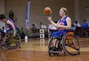 A vigorous game of basketball