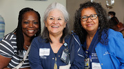 New Quarter Century Club member Yvonne Gloria-McCutchen (center) poses for a photo with fellow club members Andrea Casteel (left) and Maria Garcia.