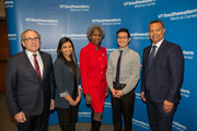 Dr. Podolsky, MLK scholarship winner Priya Mathew, Dr. Hannah Valantine, MLK scholarship finalist Thanos Rossopoulos, and Dr. Marc Nivet