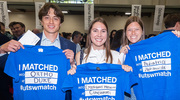 From left, Alex Goff, Kiersten Diercks, and Emily Goff show off their Match Day shirts.