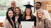 Master of Clinical Nutrition graduate Jacqueline Wood, center, celebrates the special day with family and friends.