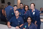 Seated, from left: Registered Nurse Houston Carr, Registered Nurse Anu Samuel. Standing, from left: Registered Nurse Mica Choate, Nursing Resident Resident Jonathan Philipose, Registered Nurse Tamla Wells, Nursing Manager Valorie Frederico