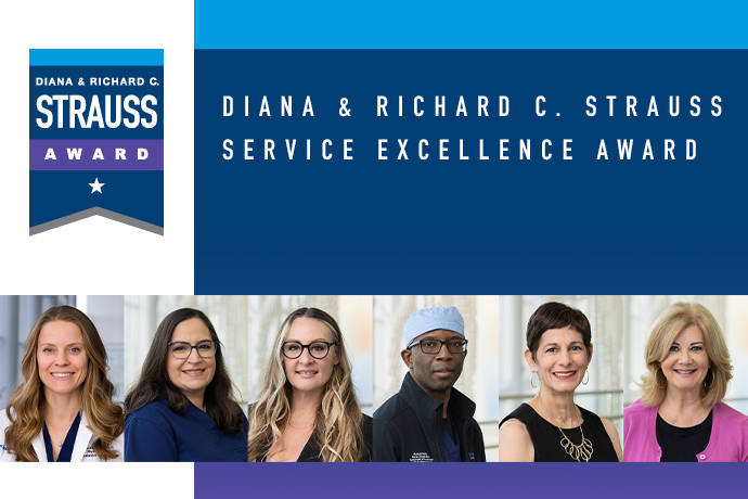 Diana and Richard C. Strauss Service Excellence Award with thumbnail images of the 6 winners