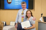 Habiba Merchant is honored for five years of volunteerism at UT Southwestern.