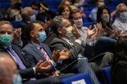 Audience members included Dr. John Mansour (in yellow mask), Co-Chair of the Leaders in Clinical Excellence Awards Selection Committee.