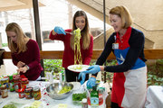 Clinical Nutrition students, along with Susan Rodder, Assistant Professor of Clinical Nutrition (right) prep, dish, and discuss heart-healthy food samples.