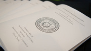 Programs await guests of the 2023 Graduate School commencement exercises in the Tom and Lula Gooch Auditorium.