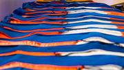 Hoods are laid out and ready for graduates of the UT Southwestern Graduate School of Biomedical Sciences.