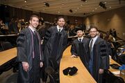 Proudly dressed up in their graduation gowns are Physical Therapy students (from left) Zachary Dixon, Joshua Rodriguez, Amir Rahhal, and Fernando Rios Trevino.