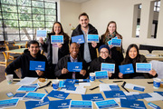 Front row, from left: Medical School students Shafeen Qazi, MS2; Cameron Ward, MS2; Danielle Kopado, MS2; and Sophia Tran, MS2; Back row, from left: Jacqueline Chavez, MS3; Rudy Fernandez-Criado, MS2; and Courtney Anne Prestwood, MS2