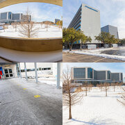 Snow and ice blanketed areas around campus.