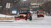 Crews are kept busy plowing snow-covered roads on campus in the Medical District.