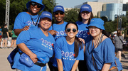 A team strikes a pose before beginning the walk.