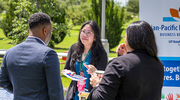 Employees visit the Asian-Pacific Islander Alliance BRG for conversation and treats.