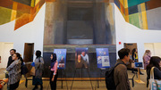 Gooch Auditorium was the site of a daylong symposium to honor Drs. Brown and Goldstein. In 1977, philanthropist Margaret McDermott donated funds that made it possible to add the lobby fresco (background) by New York artist David Novros.