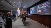 In recognition of National Veterans and Military Families Month in November, UT Southwestern honored veterans and active-duty service members at its ninth annual Tribute to Veterans celebration. The event, hosted by UT Southwestern’s Office for Institutional Opportunity and the Veterans Alliance Business Resource Group, featured the presentation of the colors by the U.S. Army Dallas Recruiting Battalion and a performance of the national anthem by Dallas Symphony Orchestra’s principal trumpet player, Stuart Stephenson.