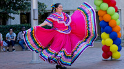 A member of Ballet Folklorico DFW represented Mexico through dance and a beautifully decorated dress at Fiesta on the Plaza. The outdoor event, in celebration of Hispanic Heritage Month, took place Oct. 8 at McDermott Plaza on South Campus and featured delicious dishes from Hispanic countries along with games and cultural performances.