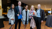 Dr. Patel (center) pictured with (from left) her sister, Dr. Shivani Patel (a 2022 Program Development Award recipient), her husband, Dr. Nathan Emerson, Dr. Ashley Hickman Zink (a 2019 Patient and Family Recognition Award recipient), and Rick Press.