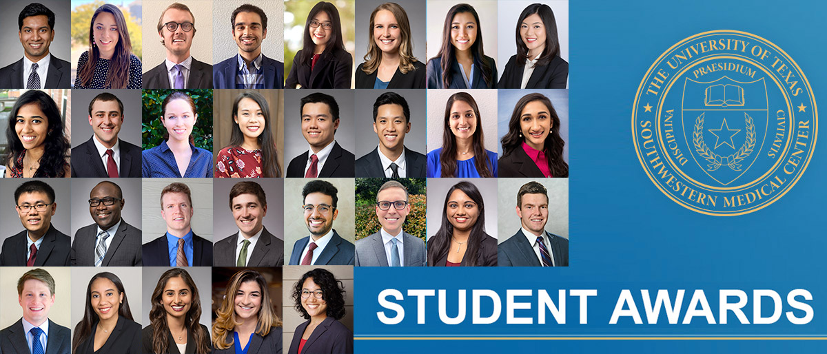 Collage of photos with UTSW seal and Student Awards title