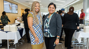 Dawn Cureton (left), Director of Operations for the Office of Student Diversity & Inclusion, and Sharbari Dey, Director of Staff Experience & Belonging.